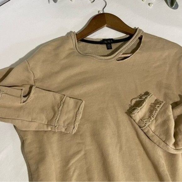 ALALA Cypher Sweatshirt Destroyed and Distressed Tan Size Small - Picture 9 of 13
